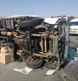 Truck rollover after colision on N14 in Nootgedacht