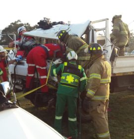 Two trucks collide injuring ten, Worcester.