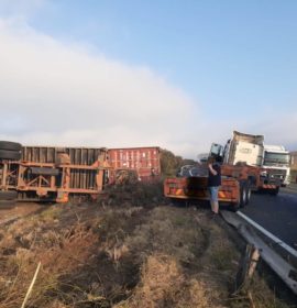 Fortunate escape from injury in a truck rollover at Harrismith