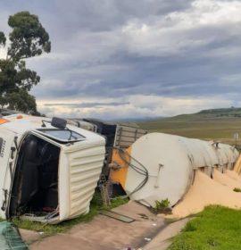 Fortunate escape from injury in a truck rollover between Kestell and Bethlehem