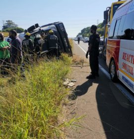 Driver entrapped in a overturned truck on the R102