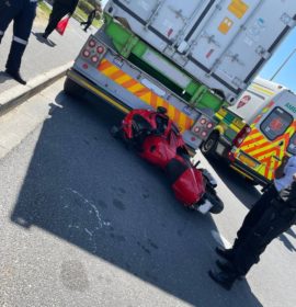 Motorcyclist injured in a collision with a truck in Milnerton