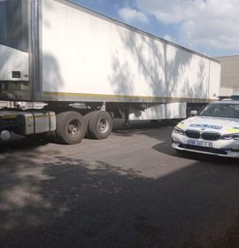 Truck and trailer recovered behind Menlyn.