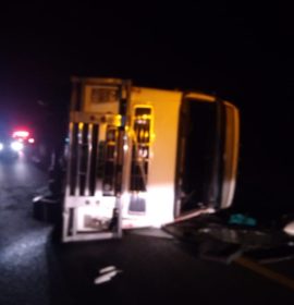 Truck rollover on the N3 , Harrismith