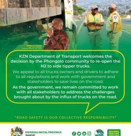 Calls for owners and drivers of tipper trucks to make the N2 safer for all!