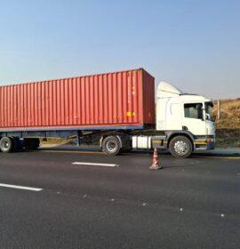Pedestrian vehicle accident on the R21 direction south, just before the Highveld Engen filling station