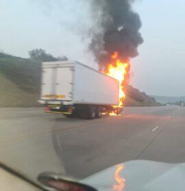 Truck on fire on the N2 Southbound, past King Shaka International Airport