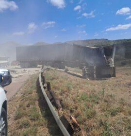 A truck carrying cement lost control and overturned on the N1 North at Ysterberg near the Ranch Resort