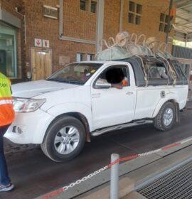 Light delivery vehicle found to be overloaded by 710kg and conveying 10 passengers and materials