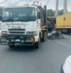 Jackknifed truck causing heavy traffic delays on the R24 direction west , just after Harper road bridge