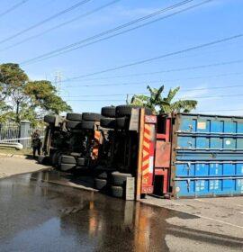 Truck rollover at Mount Edgecombe