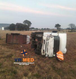 Truck rollover before the Church street off-ramp, Bloemfontein