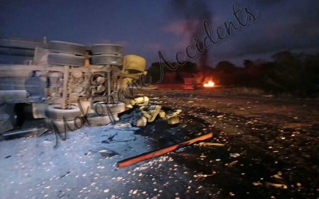 A truck caught fire following a crash on the N1 South near Mookgophong