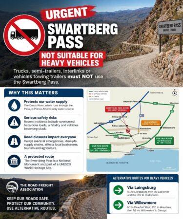 Transport operators and truck drivers urged to AVOID the Swartberg Pass between Prince Albert and Oudtshoorn
