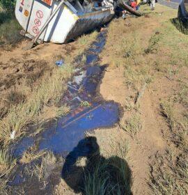 A diesel tanker has overturned in the Elands Valley